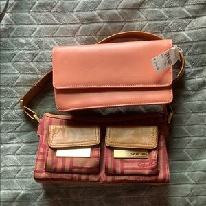 Calvin Klein Pink and Brown Women's Bag Set and Talbots orange wallet with tags!